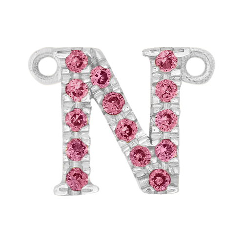 Pink Sapphire + 14k White Gold Letter Charm