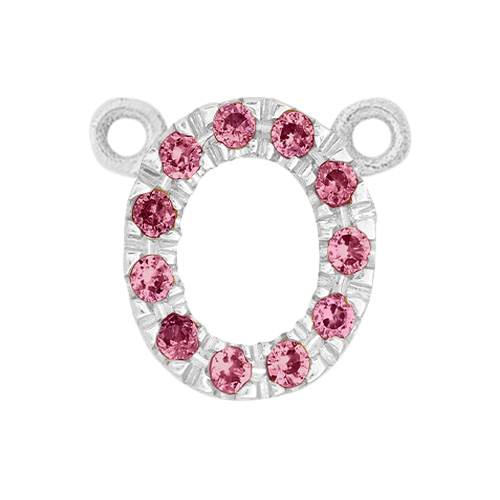 Pink Sapphire + 14k White Gold Letter Charm