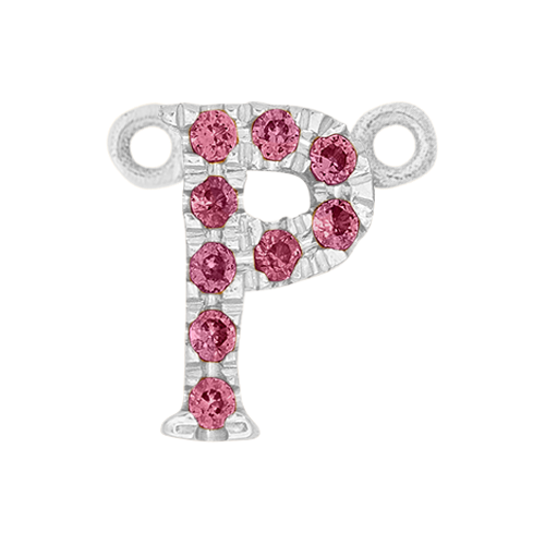 Pink Sapphire + 14k White Gold Letter Charm