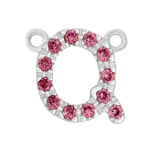 Pink Sapphire + 14k White Gold Letter Charm