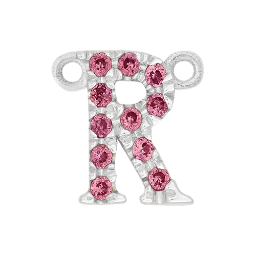 Pink Sapphire + 14k White Gold Letter Charm