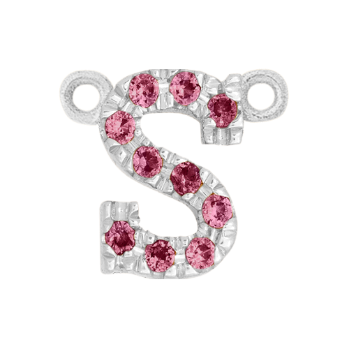Pink Sapphire + 14k White Gold Letter Charm