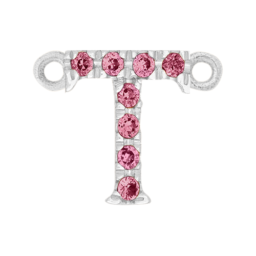 Pink Sapphire + 14k White Gold Letter Charm