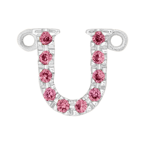 Pink Sapphire + 14k White Gold Letter Charm