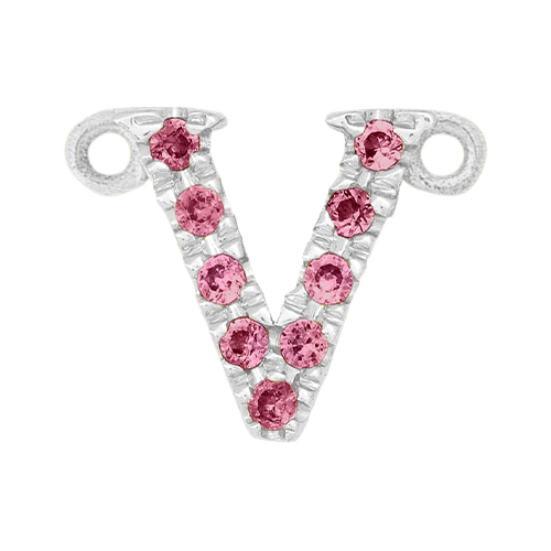 Pink Sapphire + 14k White Gold Letter Charm