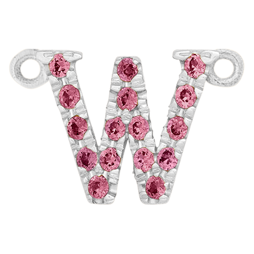 Pink Sapphire + 14k White Gold Letter Charm