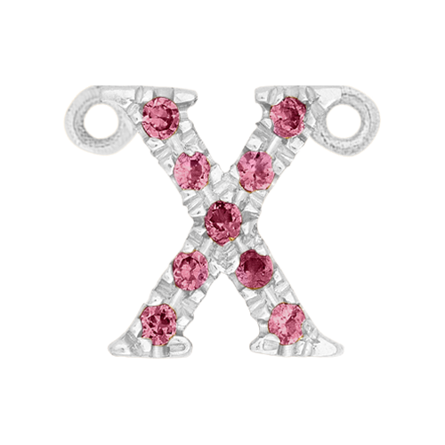 Pink Sapphire + 14k White Gold Letter Charm