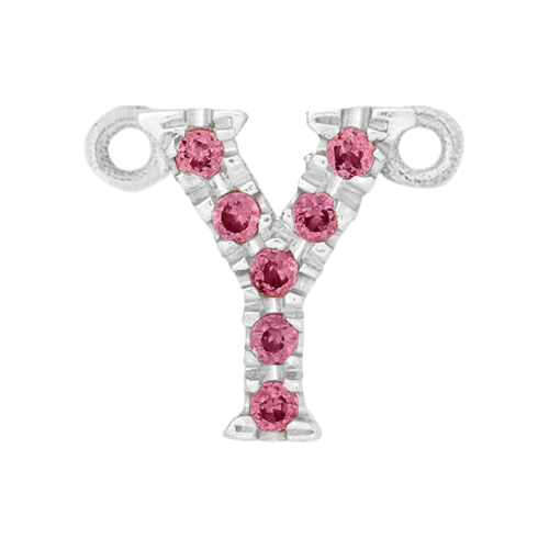 Pink Sapphire + 14k White Gold Letter Charm