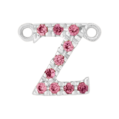 Pink Sapphire + 14k White Gold Letter Charm