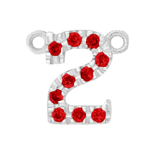 Ruby + 14k White Gold Number Charm