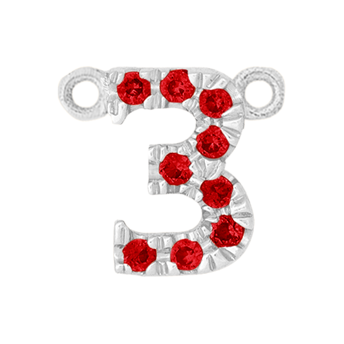 Ruby + 14k White Gold Number Charm