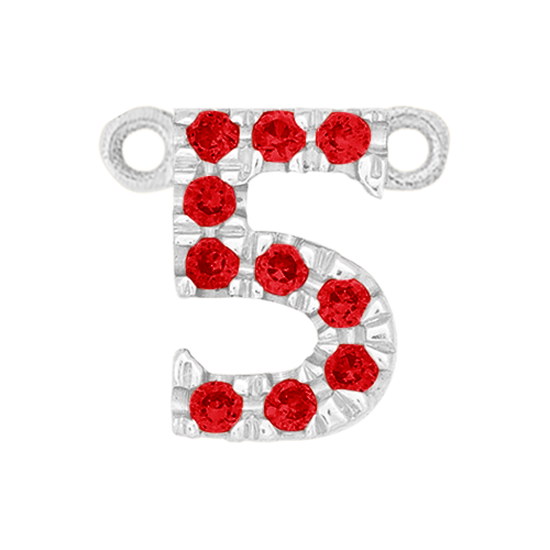 Ruby + 14k White Gold Number Charm