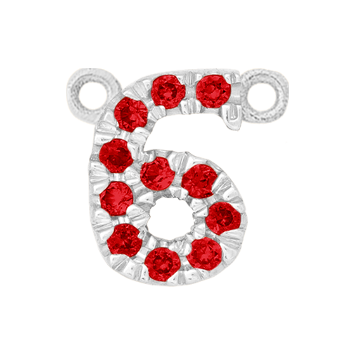Ruby + 14k White Gold Number Charm