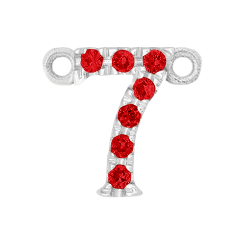 Ruby + 14k White Gold Number Charm