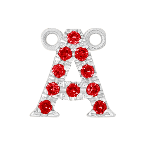 Ruby + 14k White Gold Letter Charm