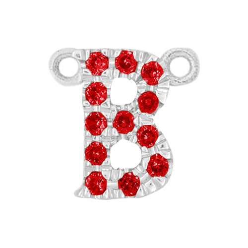 Ruby + 14k White Gold Letter Charm