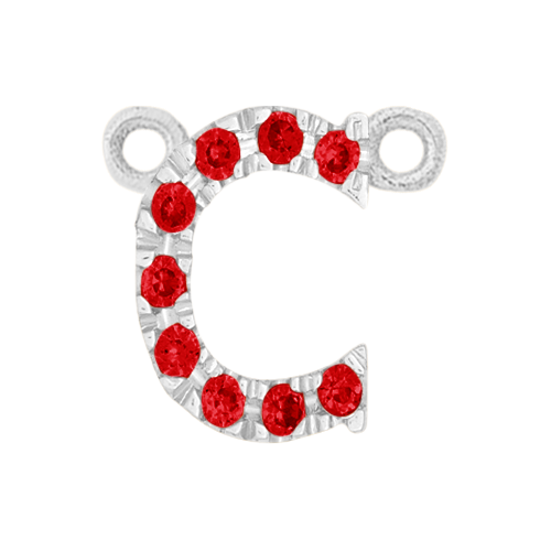Ruby + 14k White Gold Letter Charm