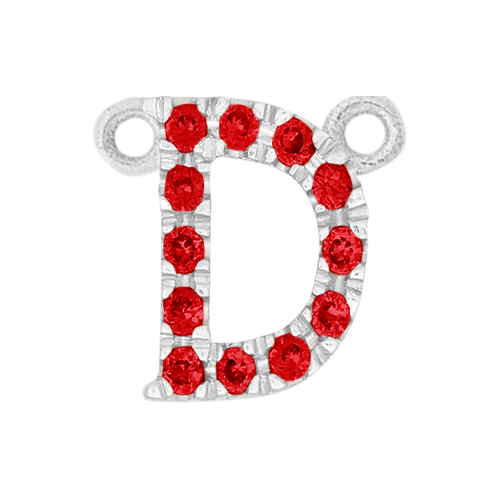 Ruby + 14k White Gold Letter Charm