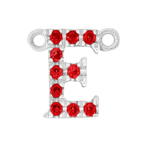 Ruby + 14k White Gold Letter Charm