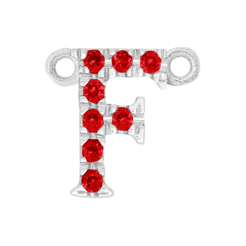 Ruby + 14k White Gold Letter Charm