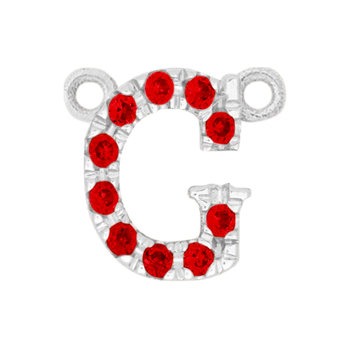 Ruby + 14k White Gold Letter Charm