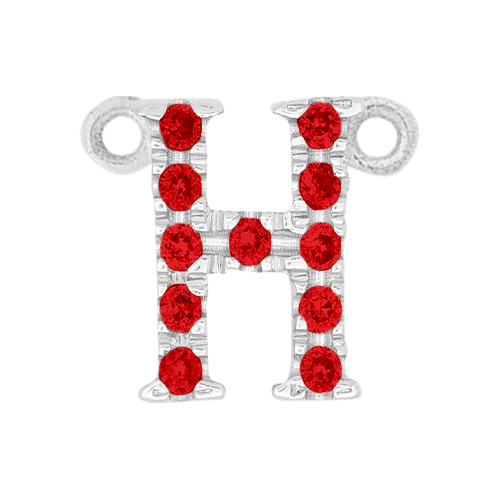 Ruby + 14k White Gold Letter Charm