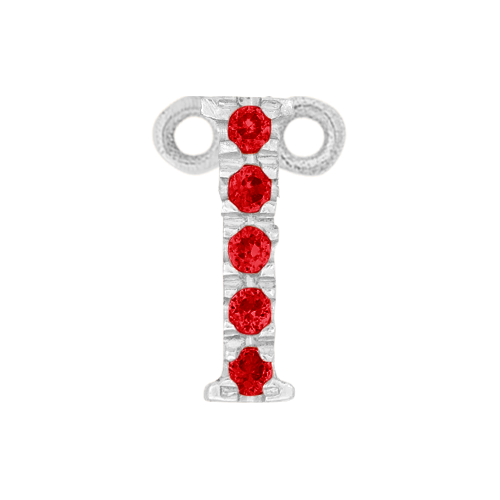 Ruby + 14k White Gold Letter Charm