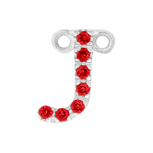 Ruby + 14k White Gold Letter Charm
