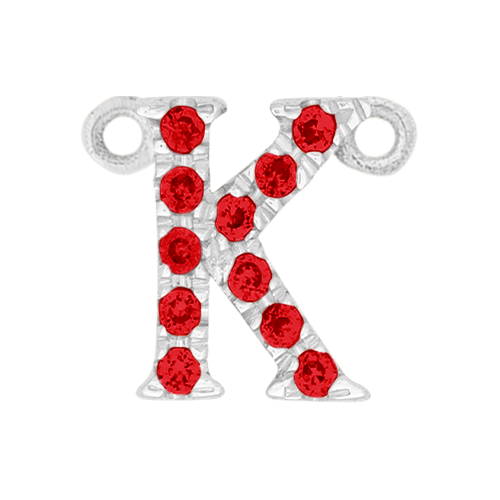 Ruby + 14k White Gold Letter Charm