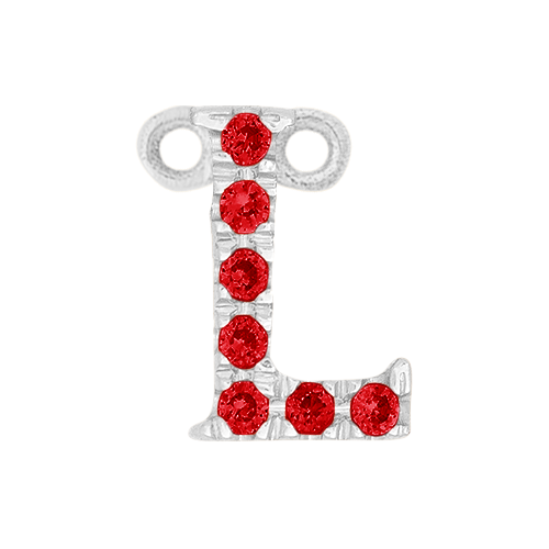 Ruby + 14k White Gold Letter Charm