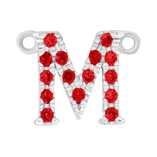 Ruby + 14k White Gold Letter Charm
