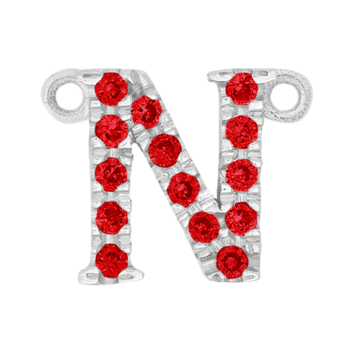 Ruby + 14k White Gold Letter Charm