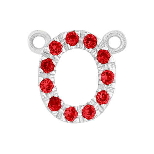 Ruby + 14k White Gold Letter Charm