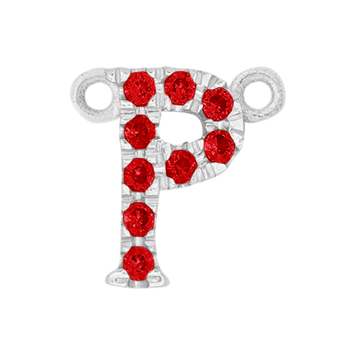 Ruby + 14k White Gold Letter Charm