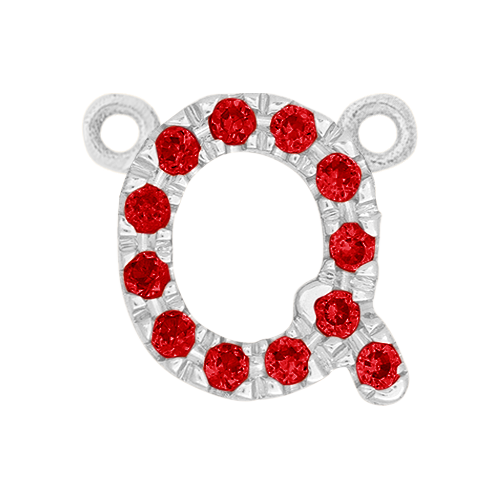 Ruby + 14k White Gold Letter Charm