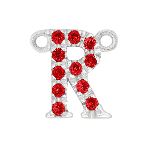 Ruby + 14k White Gold Letter Charm
