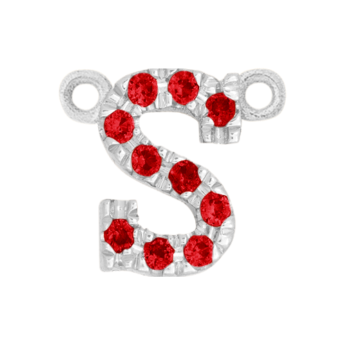 Ruby + 14k White Gold Letter Charm