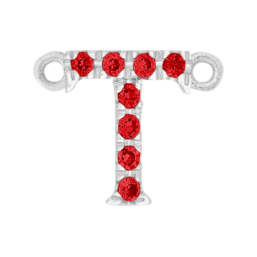 Ruby + 14k White Gold Letter Charm