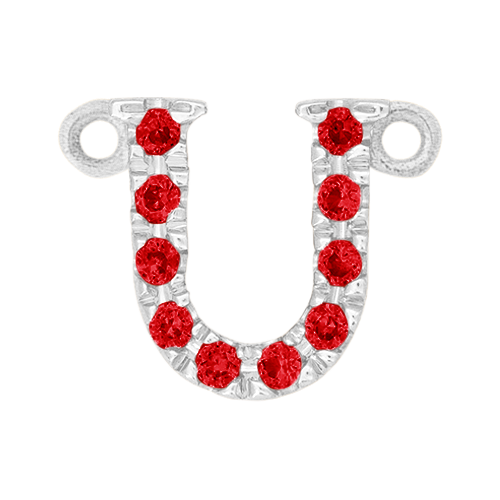 Ruby + 14k White Gold Letter Charm