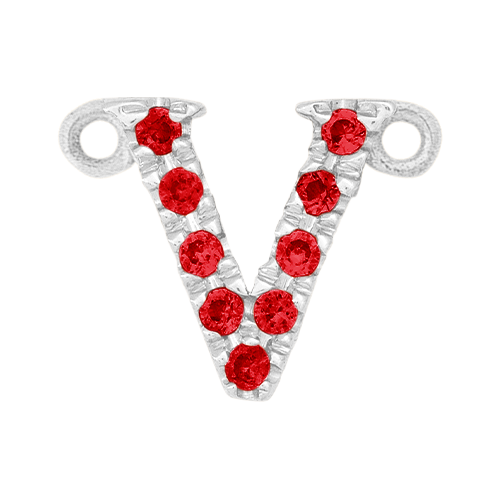 Ruby + 14k White Gold Letter Charm