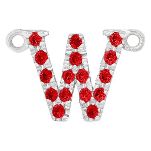 Ruby + 14k White Gold Letter Charm