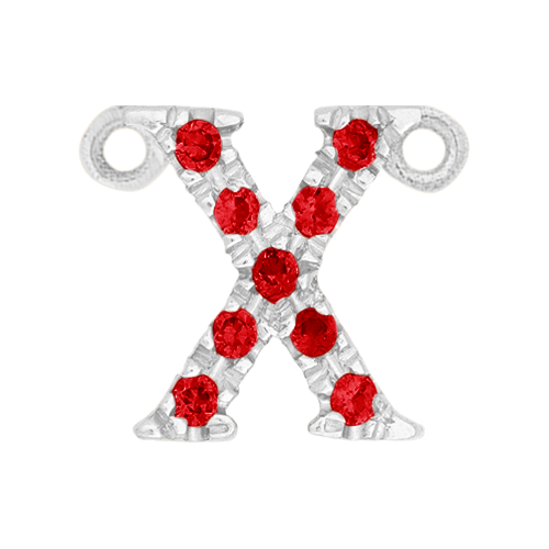 Ruby + 14k White Gold Letter Charm