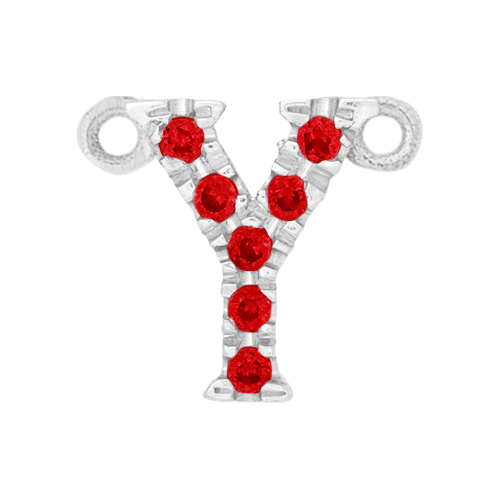 Ruby + 14k White Gold Letter Charm