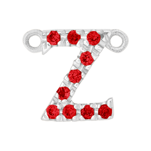Ruby + 14k White Gold Letter Charm