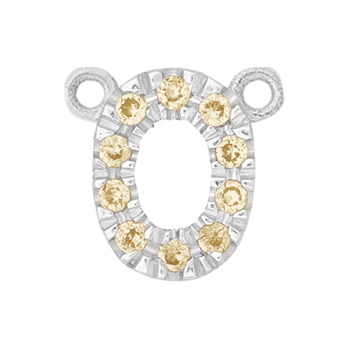 Yellow Sapphire + 14k White Gold Number Charm