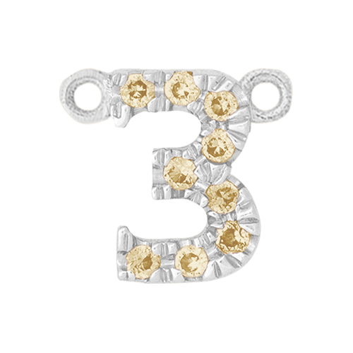 Yellow Sapphire + 14k White Gold Number Charm