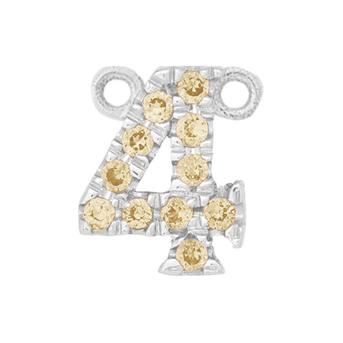 Yellow Sapphire + 14k White Gold Number Charm