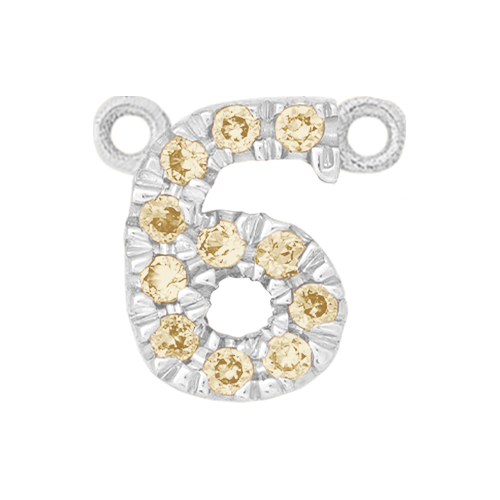 Yellow Sapphire + 14k White Gold Number Charm
