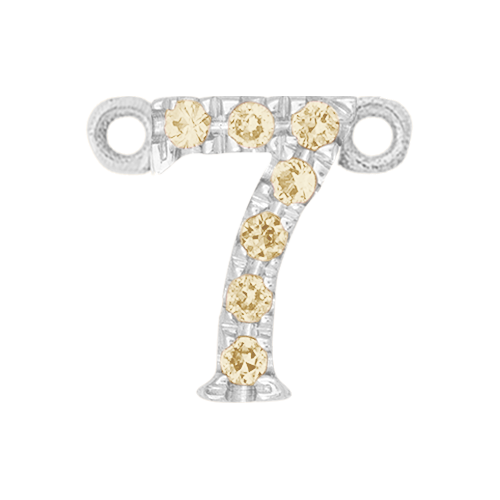 Yellow Sapphire + 14k White Gold Number Charm