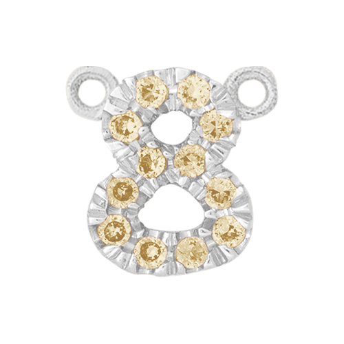 Yellow Sapphire + 14k White Gold Number Charm